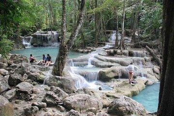 Damneon Saduak Floating Market & Erawan Waterfall from Bangkok