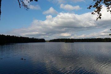 Hiking around forest and lake