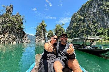 Khao Sok Cheow Lan Lake Bamboo Rafting and Elephant Bathing Tour
