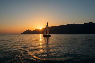 Sunset on a sailboat in Arrábida, Setúbal