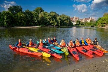 Paddling on the Danube river branch in Bratislava