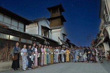 Kimono Night Walk with Lanterns in Kawagoe