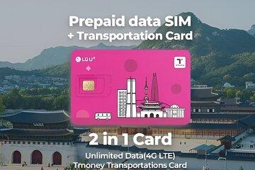 LG U Plus Unlimited Korea SIM Card + Transportation card