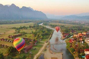 Vang Vieng Hot Air Balloon Kayak Zipline,Blue lagoon1 Tour