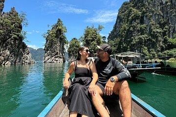 Khao Sok Cheow Lan Lake Bamboo Rafting and Elephant Bathing Tour