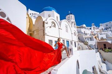 Flying Dress Photoshoot Santorini - Cruise Ship Passengers