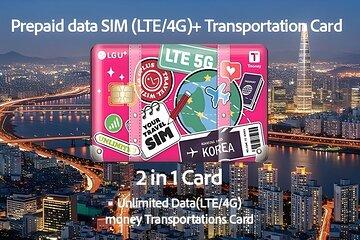 LG U Plus Unlimited Korea SIM Card + Transportation card