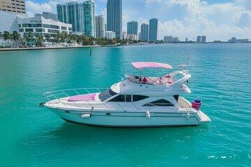 50 Feet Pink Yacht Private Tour in Miami | 3 to 8 Hours | 13 ppl