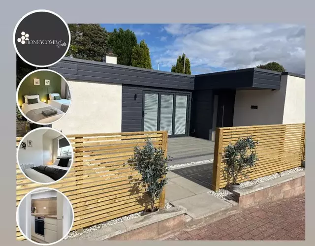 THE SCHOOL HOUSE, DUNDEE- 3 bed bungalow TV's in all rooms, 2 double rooms and one queen size where the bed can be split into 2 twin beds, 2 bathrooms, fully equipped kitchen, FREE off street parking, WiFi, long stay rates available with HONEYCOMB HOSTS