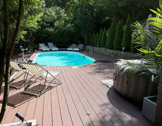 Luxus-Familienvilla mit privatem Pool und XXL Whirlpool, Kamin, Grill & Blick in die Weinberge