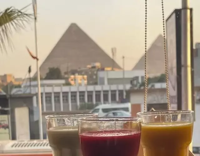 City plaza pyramids view