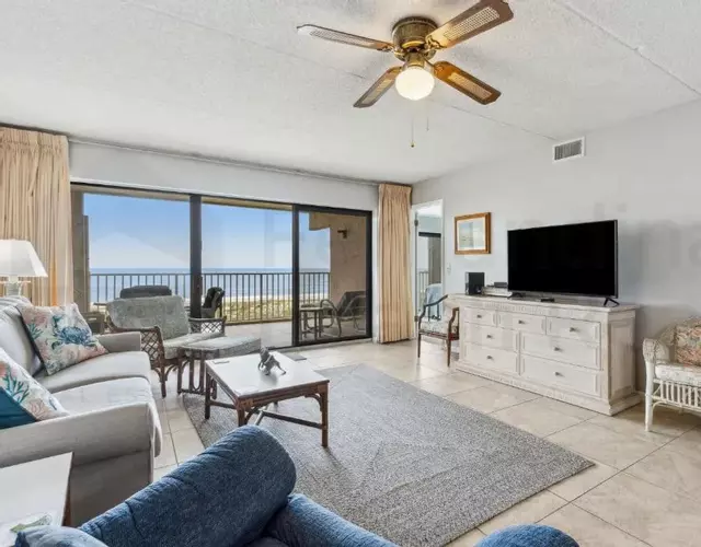 Ocean view from the master bedroom and living room with a spacious balcony
