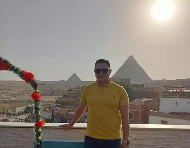 Golden pyramids view