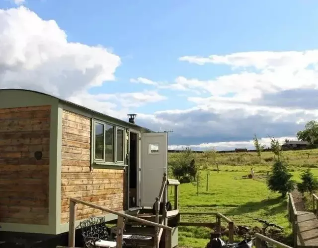 Lizzie off grid Shepherds Hut The Buteland Stop