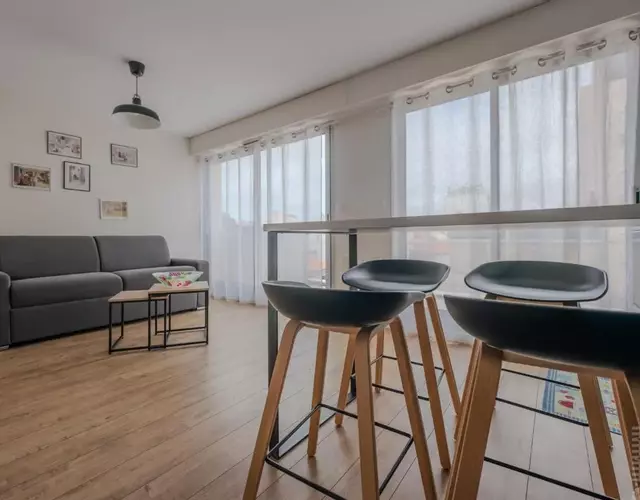 Appartement 1 chambre, balcon et accès direct à la plage - FR-1-197-596