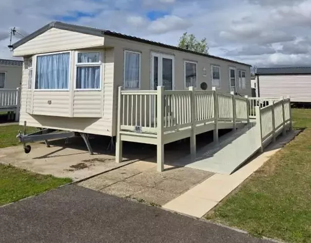 Disabled caravan -ramped decking - Grange Leisure Park, Mablethorpe - Pet friendly and Wifi - Meadow Lakes Caravan & Lodge Hire