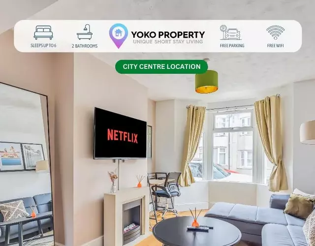 Lutterworth House - Prime Location - Free Parking, Pool Table, Fast WiFi and Smart TV by Yoko Property