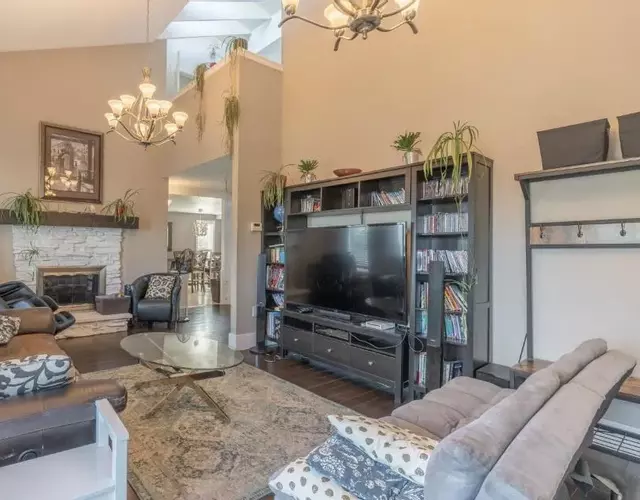 Large deck hot tub massage chair and seasonal swimming pool