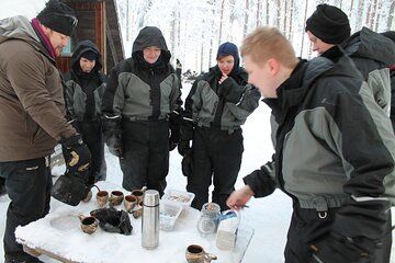 Winter Forest Ride with Snow Sledge in Finland