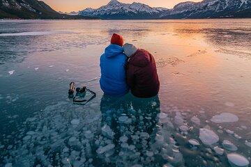 Canadian Rockies Abraham Lake Ice Bubbles Helicopter Tour