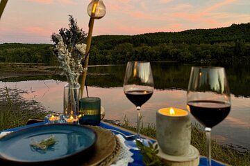 Boho Chic Picnic Dinner with Water Views