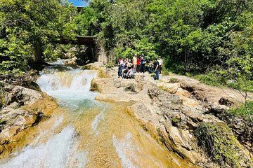 Waterfall Horsetail and dam of the mouth and village Magic