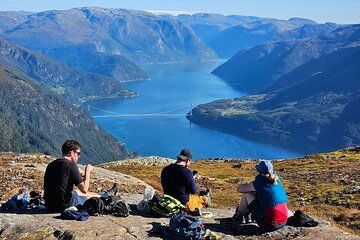 Beautiful hike to Oksen Peninsula with panorama fjord view