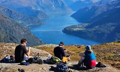 Beautiful hike to Oksen Peninsula with panorama fjord view