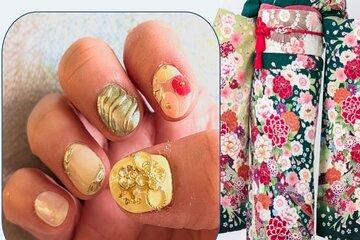 Gel Nail Service in Kyoto- Elegant & Kimono Inspired Nail Art