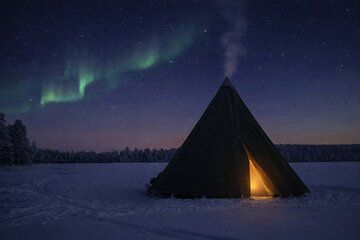 Evening Ice Fishing at Niesikivalo Arctic Night Experience 4h