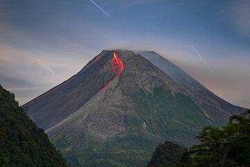 Merapi Lava View from Turgo Hill or gubug arum sari in Yogyakarta