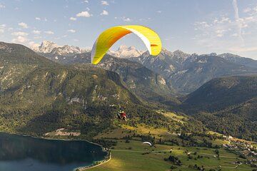 Tandem Paragliding Flight Above Lake Bohinj in Julian Alps