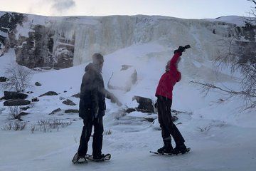 Snowshoe Adventure to the Frozen Orvvosfossen Waterfall
