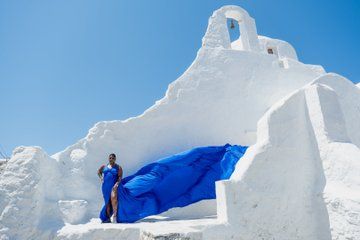 Flying Dress Photoshoot Mykonos - Cruise Ship Passengers