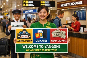 Yangon Airport Arrival Pickup, Sim Card and Money Exchange Help