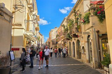 Taormina with Greek theatre and Castelmola from Catania Tour