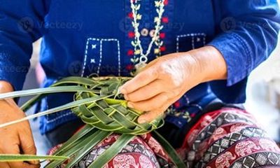 Basket Weaving Class at the Beach in Marigot Bay