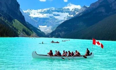 Paddle Lake Louise by Voyageur Canoe