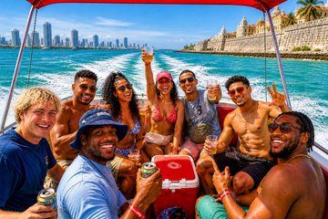 Cartagena Party Boat to Cholon: 5 Stops, Lunch, Drinks & Music