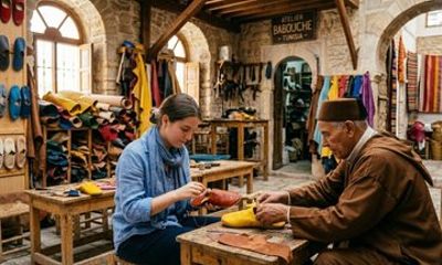 Creating babouches with a Master in his workshop