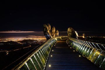 Ba Na Hills Golden Bridge Sunset and Night with Buffet Dinner