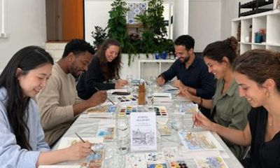 Watercolor Postcard Workshop in Porto with Port Wine