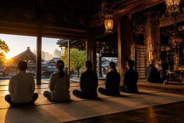 Kyoto Early Morning Temple Buddhist Ritual Meditation