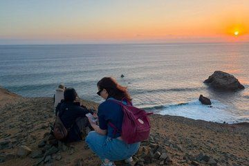 Sunset excursion with golden shadows in Paracas