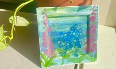 Whimsical Wildflowers Plate Painting Class in Alaska
