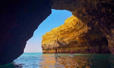 Algarve Sunset SUP Tour Through Sea Caves Albufeira