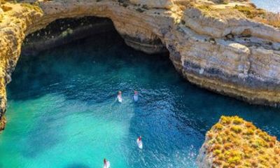 Algarve Sunrise SUP Caves Tour with Coffee and No Crowds