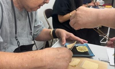 Kyoto UNESCO certified Gold Leaf Workshop with sake cup