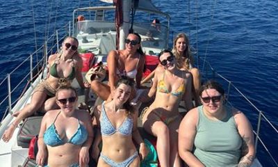 Extended 9 Hr Lindos Yacht Tour with Food and Drinks 6 Swim Stops