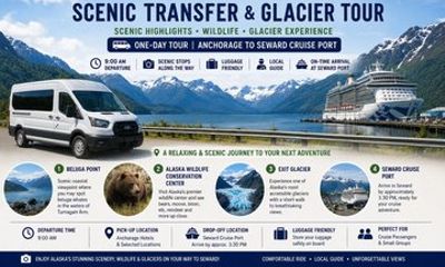 Anchorage to Seward Cruise Transfer with Exit Glacier